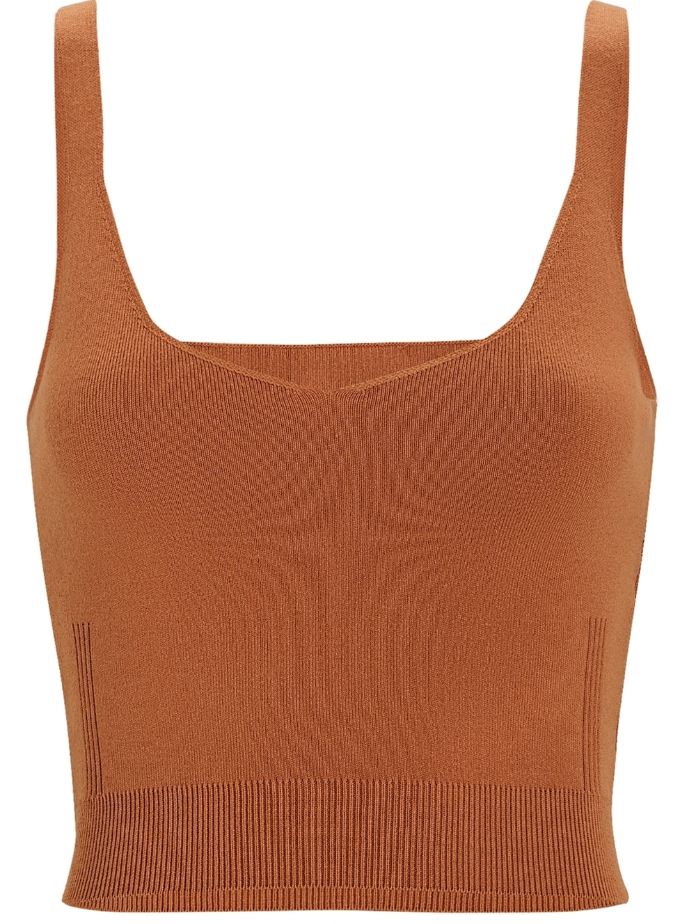 Ronny Kobo Laine Sleeveless Knit Crop Top in Cognac Small NWT